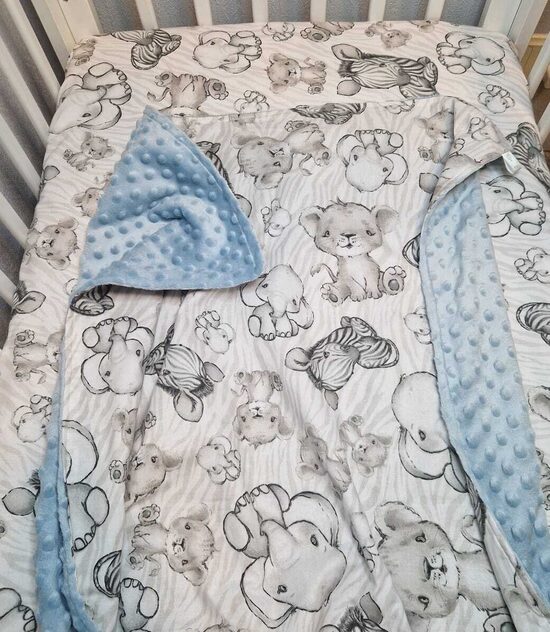 Komplekts - minky sedziņa un ratu paladziņš ar gumiju " zebra, tīģeris un zīlonis"